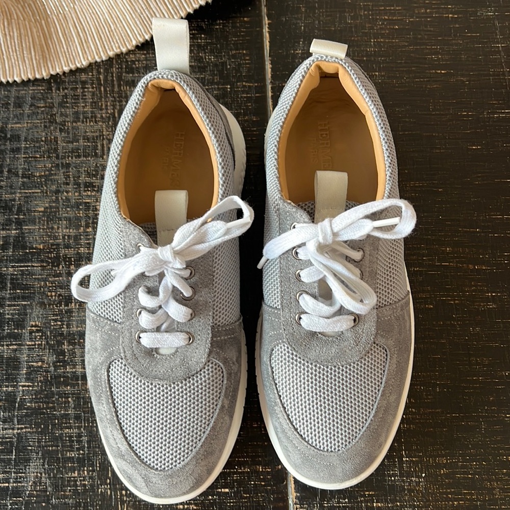 Hermes size 9 grey color used shoes